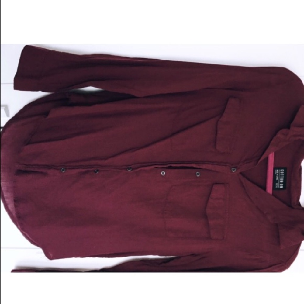 Maroon button up shirt